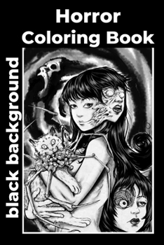 Paperback Horror Coloring Book black background Book