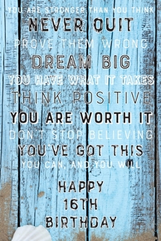 You Are Stronger Than You Think Never Quit Prove Them Wrong Dream Big You Have What It Takes Think Positive You Are Worth It Dont Stop Believing ... Birthday Gift / Journal / Notebook / Card