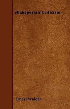 Paperback Shaksperian Criticism Book