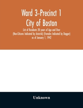 Ward 3-Precinct 1; City of Boston; List of Residents 20 years of Age and Over (Non-Citizens Indicated by Asterisk) (Females Indicated by Dagger) as of
