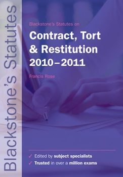 Paperback Blackstone's Statues on Contract, Tort and Restitution 2010-2011 Book