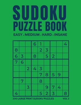 Paperback Sudoku Puzzle Book 200 Easy, Medium, Hard & Insane Puzzles Book