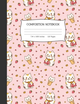 Paperback Composition Notebook: Kawaii Lucky Cat College Ruled Blank Journal Book