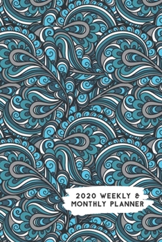 Paperback 2020 Weekly & Monthly Planner: Turquoise Blue White Mandala Feathers Calendar & Journal Book