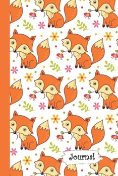 Paperback Journal: Fox with Flowers Diary with Blank Lined Notebook Paper Book