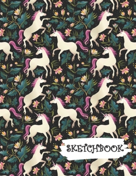 Sketchbook: Garden of Flowers Mystic Unicorn Fun Framed Drawing Paper Notebook