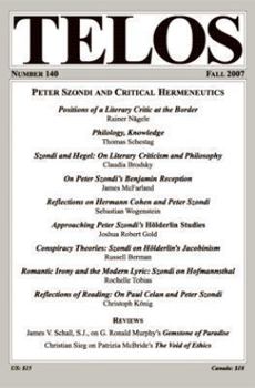 TELOS 140: Peter Szondi and Critical Hermeneutics