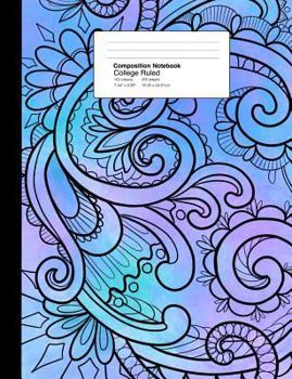 Composition Notebook College Ruled 7.44 x 9.69 Inches 100 sheets / 200 pages: Zen Tangled Mandala Ornament Unicorn Mermaid Colors Pink and Purple