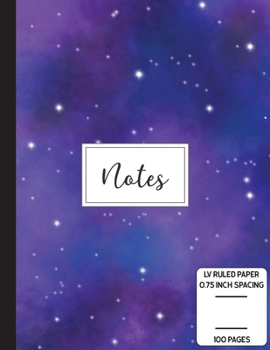 Notes: Low Vision Notebook | 0.75 Inch LV Ruled Paper | Full Size Bold Large Print Lined | Page Numbers | Sapphire Studio Cover