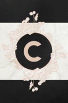 C Monogram Journal: Lined Journal / Notebook - Personalized Initial C Monogrammed Journal for Women - Cute Rose Gold Berries on Stylish Marble Cover