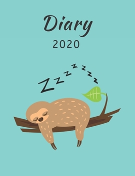 Paperback Diary 2020: Sloth Organiser: Paperback Notebook Style, Green Book