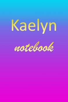 Kaelyn: Blank Notebook | Wide Ruled Lined Paper Notepad | Writing Pad Practice Journal | Custom Personalized First Name Initial K Blue Purple Gold  | ... Homeschool & University Organizer Daybook