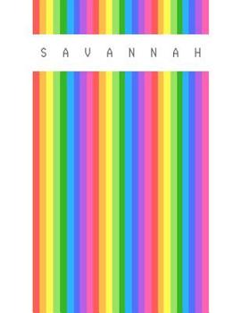 Paperback Savannah: Personalized rainbow sketchbook with name: 120 Pages Book