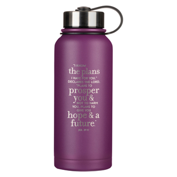 Misc. Supplies Christian Art Gifts Laser Engraved Purple Stainless Steel Double Wall Vacuum Insulated Water Bottle I Know the Plans - Jeremiah 29:11 Bible Verse Carr Book