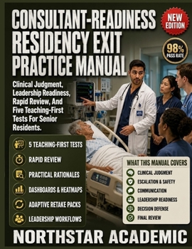 Paperback Consultant-Readiness Residency Exit Practice Manual: Clinical Judgment, Leadership Readiness, Rapid Review, And Five Teaching-First Tests For Senior R Book