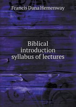 Paperback Biblical introduction syllabus of lectures Book