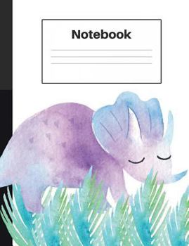 Paperback Notebook: Dinosaur Triceratops, Blue Ferns, Graph Paper 5x5, Notebook Home Office School Student Teacher Homeschool, 7.4 x 9.7 i Book