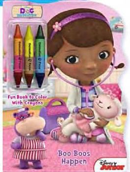 Paperback Doc McStuffins Boo Boos Happen: Shaped Book to Color with Crayons Book
