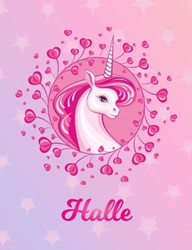 Paperback Halle: Halle Magical Unicorn Horse Large Blank Pre-K Primary Draw & Write Storybook Paper - Personalized Letter H Initial Cus Book