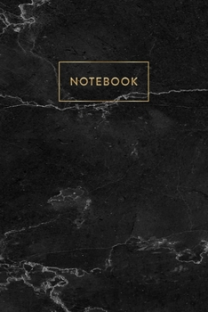 Paperback Notebook: Black Marble - Notizbuch in moderner Marmor Optik - ca. DIN A5 (6x9''), kariert, 108 Seiten, Schwarzer Marmor mit Gold Book