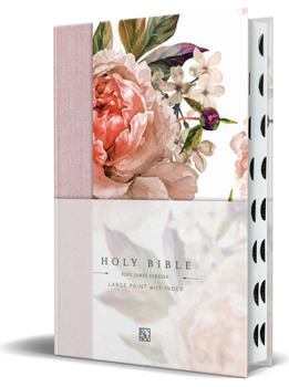 Hardcover KJV Holy Bible, Large Print Medium Format, Pink Cloth Hardcover W/Thumb Index and Ribbon Marker, Red Letter Book
