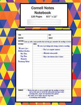 Cornell Notes Notebook: Note Taking System, For Students, Writers, Meetings, Lectures Large Size 8.5" x 11" (21.59 x 27.94 cm), Durable Matte