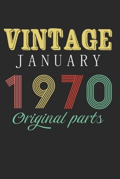 Vintage January 1970 Original Parts: Retro Birthday Gift Notebook Blank Lined Journal