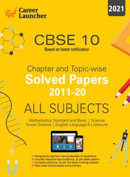 Paperback Cbse Class X 2021 Chapter and Topic-Wise Solved Papers 2011-2020 Mathematics Science Social Science English Double Colour Matter Book