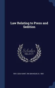 Hardcover Law Relating to Press and Sedition Book