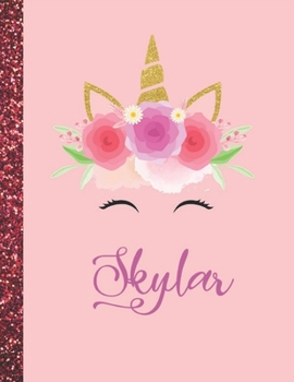 Skylar: Skylar Marble Size Unicorn SketchBook Personalized White Paper for Girls and Kids to Drawing and Sketching Doodle Taking Note Size 8.5 x 11