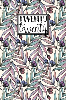 2020: Diary Planner Journal - WO2P Week on 2 Pages Horizontal Layout | Vintage Watercolour and Ink Leaves and Berries Pattern