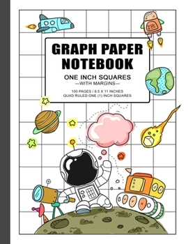 Paperback Graph Paper Notebook 1 Inch Squares: quad ruled grid paper journal for boys and girls, 100 pages, double-sided, non-perforated, 8.5 x 11 inches (lette Book