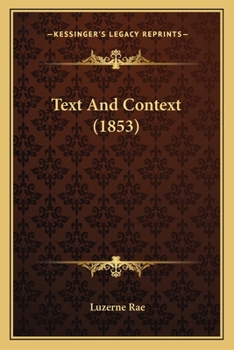 Paperback Text And Context (1853) Book