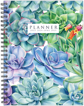 Spiral-bound Succulents Academic July 2024 - June 2025 6.5 X 8.5 Softcover Planner Book