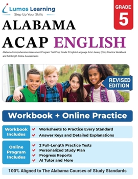 Paperback Alabama Comprehensive Assessment Program Test Prep: Grade 5 English Language Arts Literacy (ELA) Practice Workbook and Full-length Online Assessments: Book