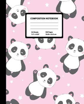 Paperback Composition Notebook: Lovely Panda - Wide Ruled Paper Journal - Blank Lined Workbook for Teens Kids Students Girls, for Home School & Writin Book