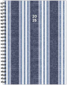 Spiral-bound Chambray Stripe 2025 6.5 X 8.5 Softcover Weekly Planner Book