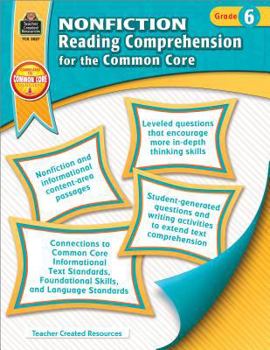 Paperback Nonfiction Reading Comprehension for the Common Core Grd 6 Book