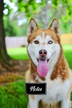 Siberian Husky Huskies Dog Pup Puppy Doggie Notebook Bullet Journal Diary Composition Book Notepad - Two Eye Colours: Cute Animal Pet Owner ... Dotted Dot Grid Paper Pages in 6” x 9” Inch