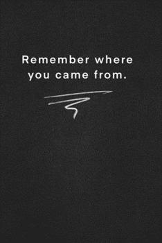 Remember where you came from.: Quote on Blackboard Notebook  / Journal Gift / Doted,numbred, 120 Pages, 6x9, Soft Cover, Matte Finish