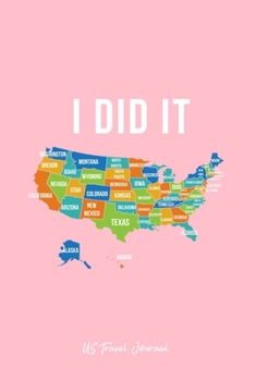 US Travel Journal: Solo Traveler Map American Travel Addict Cool Christmas Gift - Pink Ruled Lined Notebook - Diary, Writing, Notes, Gratitude, Goal Journal - 6x9 120 pages