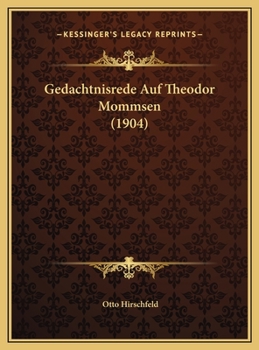 Hardcover Gedachtnisrede Auf Theodor Mommsen (1904) [German] Book