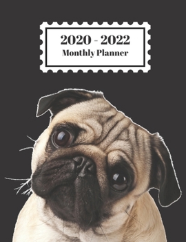 Paperback 2020-2022 Monthly Planner: Pug Dog Design Cover 2 Year Planner Appointment Calendar Organizer And Journal Notebook Large Size 8.5 X 11 Book