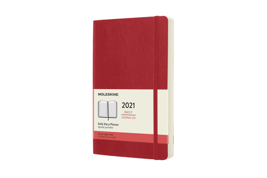 Calendar Moleskine 2021 Daily Planner, 12m, Large, Scarlet Red, Soft Cover (5 X 8.25) Book