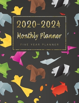 Paperback 2020-2024 Monthly Planner Five Year Planner: 60 Months Yearly Planner Monthly Calendar No Holiday Origami Cover Book