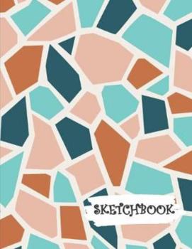 Paperback Sketchbook: Orange Blue Tan Terrazzo Pattern Fun Framed Drawing Paper Notebook Book