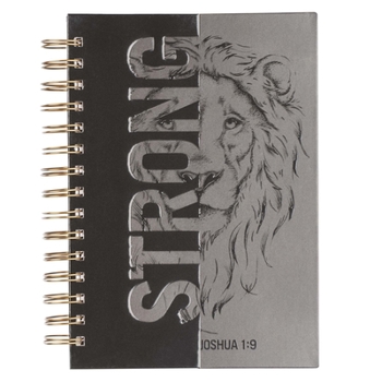 Spiral-bound Christian Art Gifts Journal W/Scripture Strong Lion Joshua 1:9, Black and Gray 192 Ruled Pages, Large Hardcover Notebook, Wire Bound Book