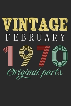 Vintage February 1970 Original Parts: Retro Birthday Gift Notebook Blank Lined Journal