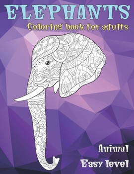 Paperback Animal Coloring Book for Adults - Easy Level - Elephants Book