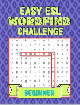 Paperback Easy ESL Wordfind Challenge: Beginner: Improve your English vocabulary and spelling! Exercise your brain and have fun! Beginner level word search ... adult learners (ESL Word Search Puzzles) Book